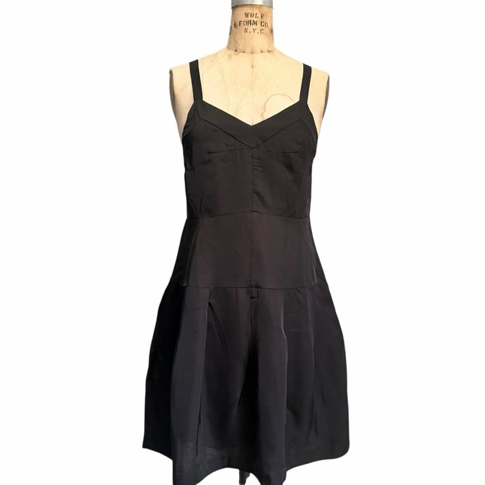 THEORY Scarlette Pendant Black Silk-Blend Slip Dress Size 4